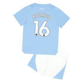 Lacne Dětský Futbalové dres Manchester City Rodri Hernandez #16 2023-24 Krátky Rukáv - Domáci (+ trenírky)